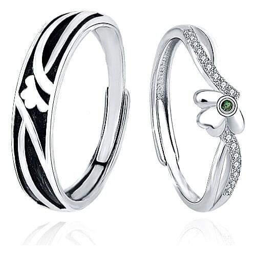 Lucky Couple Ring a Pair of 925 Sterling Silver to Send Girlfriend Index Finger Ring Engagement Wedding Jewelry