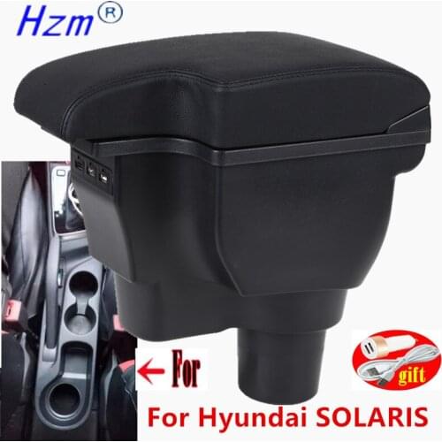Car Armrest For Hyundai Solaris 2 Accent Verna 2017 2018 2019 2020 2021 Centre Arm Rest PU Leather Center Console Storage Box