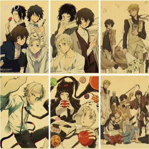 Bungo Stray Dogs Series Poster Anime Posters Retro Poster Canvas Painting Wall Art Picture Photos for Childrens Room Home Decor