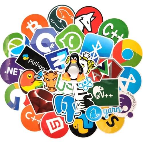 50pcs Programing language Programmer JS C++ Graffiti Stickers For Motorcycle Notebook Computer Car DIY Skateboards Guitar