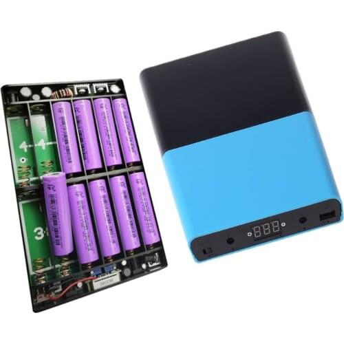 QC 3.0 USB DC 1-24V Adjustable Output 12x 18650 Batteries DIY Power Bank Box for Laptop Mobile Phone Router Tablet LED