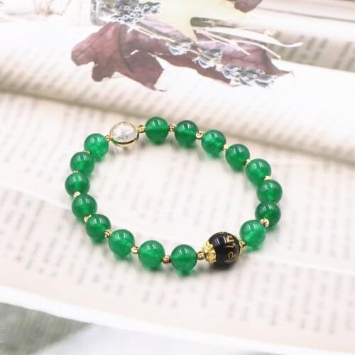 Stretch Bracelet Bangle Natural Stone New Fashion Women Jewelry Green Malaysia Crystal Bead Strand Bracelets Wrap Gift 7.5" B308