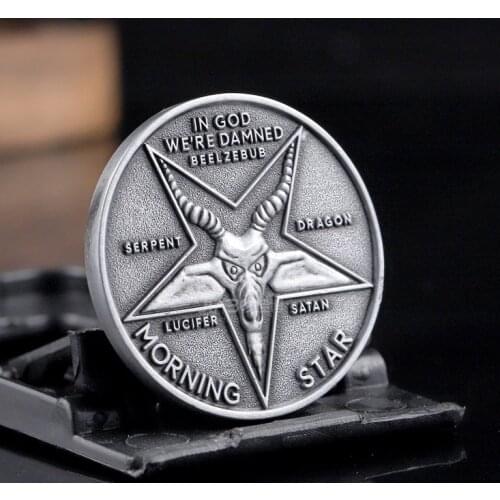 Satanic Lucifer Morning Star Coin Pentecostal Badge Jesus Cross Coins