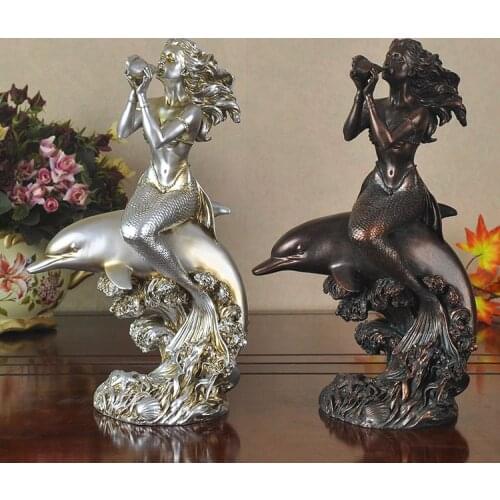 Modern minimalist cartoon mermaid and dolphins living room bedroom childrens room ornaments resin crafts Decoration