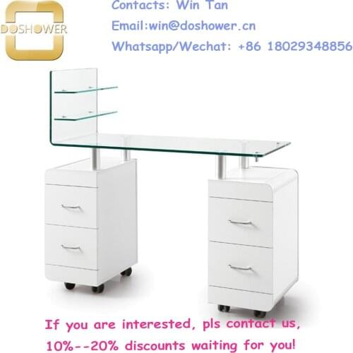 Pedicure chairs and table manicure with glass manicure table of portable manicure table set