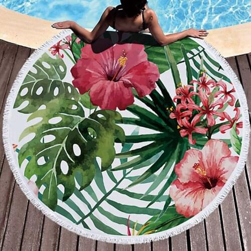 Bath Beach Towels Round Large Towel For Living Room Printed Microfiber Round Fabric Tassel Blanket Home Decorative Mattress