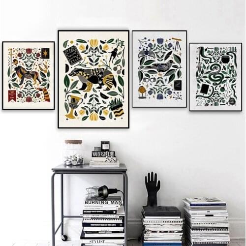 Magic World House Crest Posters and Prints Classic Movie Poster Vintage Wall Art Canvas Painting Pictures Home Room Decoration