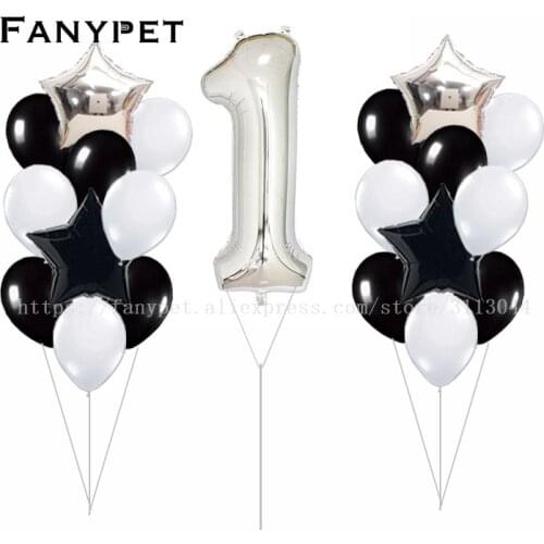 21pcs Baby Shower 1st Birthday Party Decor 40inch Number 1 Foil Balloons Supplies Baby boy Girl balls 2.8g latex helium globos