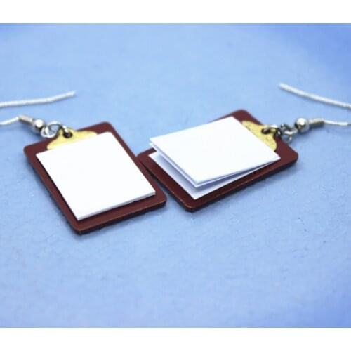 Funny Cute Plywood Earrings Womens Fashion Creativity Handmade DIY Can Writ Unique Taste Paper Clip Jewelry Gifts