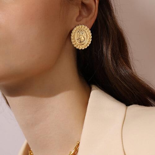 Fashion Portrait Earrings Vintage Gold Geometric Earrings For Women Hanging Dangle Drop Earrings 2021 Trend Statement Jewelry