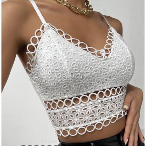 Y2K Camis Summer Women Fashion New Party NightClub Streetwear Outfits 2021 Sexy Sleeveless Solid Strap Hollow Out Hole Crop Top