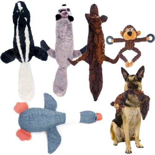 Dog Chew Toys Pet Puppy Squeaky Toy Cute Wolf Toys Stuffed Squeaking Animals Plush Rabbit Honking Training Squirrel Pet Supplies