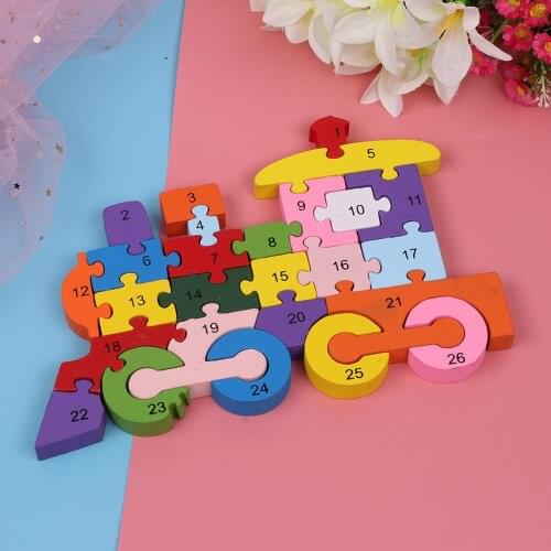 1 Set Early Learning Building Block Toys Children 3D Wooden Toys Alphabet Train Intelligence Baby Toys Learning Letters