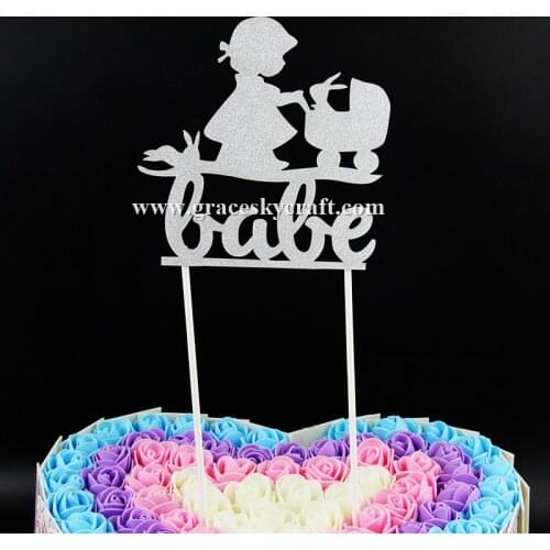 12pcs free shipping Glitter paper lovely girl and rabbit Birthday Cakes Toppers Birthday baby shower Party Favors cupcake picks