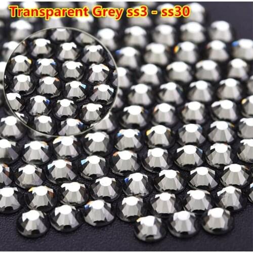 2058 Non Clear Black Diamond Color Stones Non Hotfix Glue on Flatback Rhinestones Grey Crystals For DIY Needlework Garment