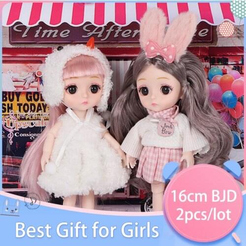 2pcs Set 16cm BJD Doll Princess Cute Doll Children Birthday Gift Girl Toy