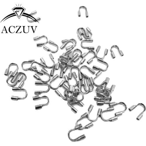 2000pcs Rhodium Plated 5mm Wire Guardian Wire Protectors Wire Guards End Crimp Beads U Clamp Link Buckle Jewelry Findings WGE003