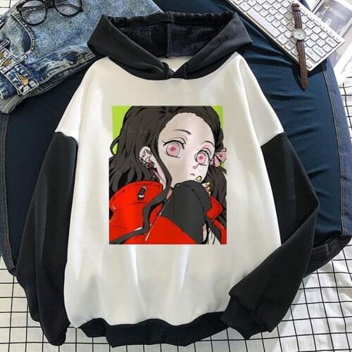 2021 Demon Slayer Anime Kimetsu No Yaiba Kamado Nezuko Hoodies Harajuku Hip Hop Flame Fashion Sweatshirts Women Kawaii Clothes