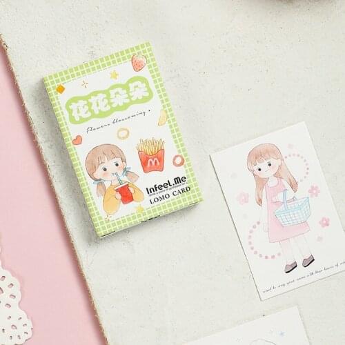 28 Sheets/Set Beautiful Flower and Girl Lomo Card Mini Postcard Message Card Christmas Gifts