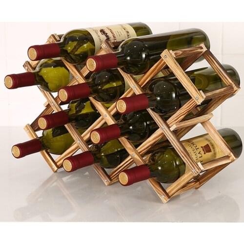 3/6/10 Grids Wooden Wine Rack Wine Bottle Holder Foldable Wine Storage Rack Wine Cabinet Display Decoration