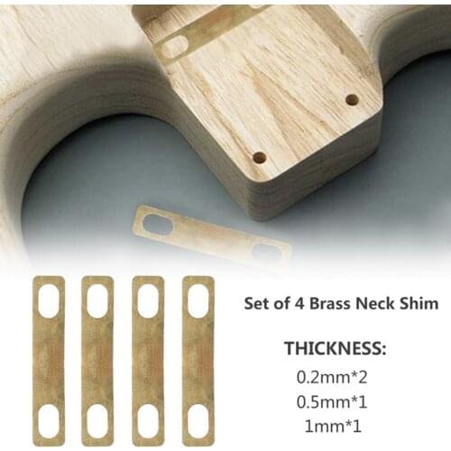 4pcs Guitar Bass Accessories DIY Parts Brass Neck Shims 0.2mm 0.5mm 1mm