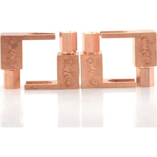 4pcs CMC-1005 pure red copper speaker Y spade Y Fork plug to banana plug connector