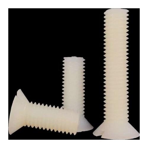50pcs M5 M6 slotted countersunk bolts flat head nylon screw insulated plastic male bolt 6mm-30mm length