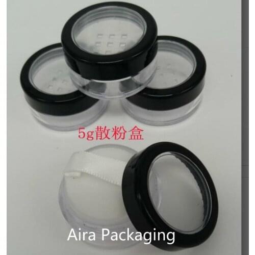 5G 10G 100pcs/lot Empty Plastic Cosemtic Powder Case with Sifter Mini Loose Powder Jar with Puff n Sifter Portable Clear Pot