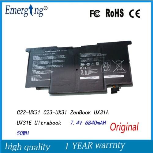 7.4V 50Wh New Original Laptop Battery For Asus C22-UX31 C23-UX31 ZenBook UX31A UX31E Ultrabook ux31 UX31A-R4004H UX31E-DH72
