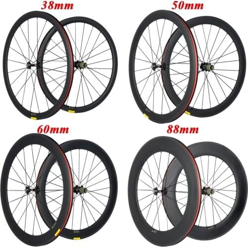 700C 38mm 50mm 60mm 88mm Carbon Clincher Road Bike Bicycle Wheels Super Light Carbon Wheels Basalt braking Racing Wheelset