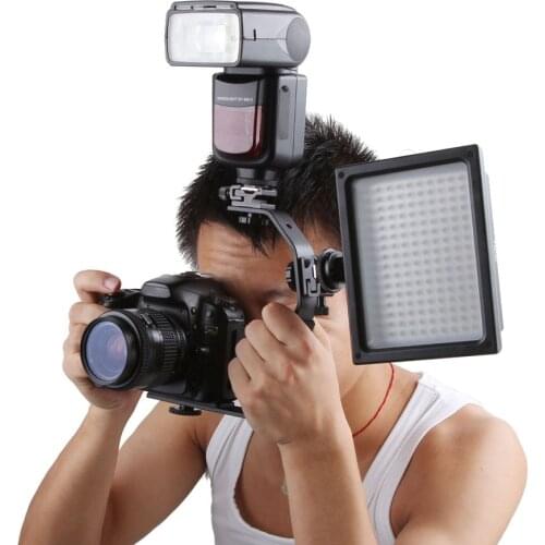 Camera Flash Adapter SB900 580EX Flash Light Stand Bracket Double Hot Shoe Mount Holder Photography Studio Accessories