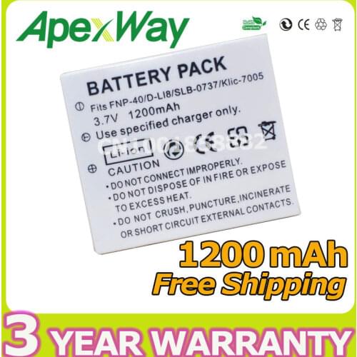 Apexway 1200mAh 3.7V FNP-40 Camera Battery for Samsung i5 i6 i50 i70 L50 L60 L73 L80 L150 L700 NV3 NV5 NV7 SLB-0837 KLIC-7005