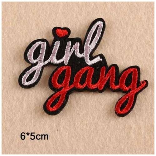 Girlgang Letters Iron On Embroidered Clothes Patch For Clothing Stickers Garment Apparel Accessories