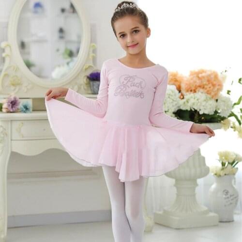 Ballet dress ballerina leotards for girls dance dress long sleeve chiffon dance skirt kids cotton ballet costume