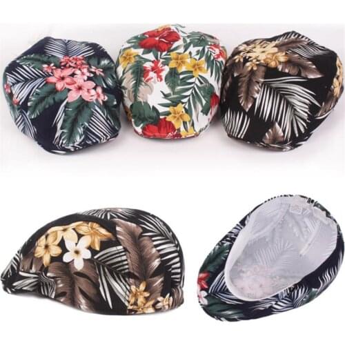 New Men Women Spring Summer Beret Hats Casual Cotton Berets Gorras Planas Boinas Floral Print Flat Cap Adjustable Male Berets