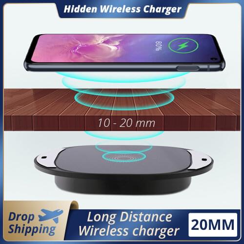 Fivetech Qi Invisible Wireless Charger Long distance 25MM Wireless Charging Base for iPhone11 XS XR X8 Samsung S20 Xiaomi HuaWei
