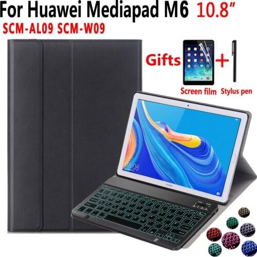 Backlit Keyboard Case For Huawei Mediapad M6 Pro 10.8 SCM-AL09 SCM-W09 Leather shockproof Cover Detach Magnet Bluetoth Keyboard