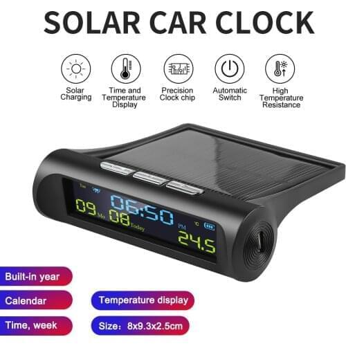 TPMS Look Solar Car Digital Clock with LCD Time Date In-Car Temperature Display for Outdoor Personal Car Part Decoration
