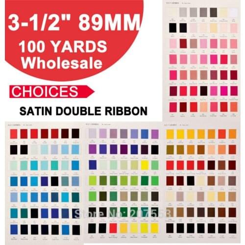 Nastro 3"(75mm) inch 100yards/roll Solid Color Double Face Satin Ribbon For Wedding Crafts Ribbon-Free Shipping