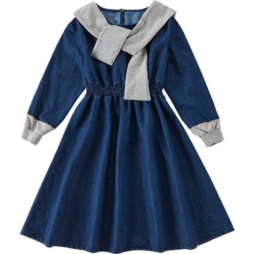 Teenager Kids Denim Dress Summer Girl Cotton Dresses New Arrivals 2020 Jeans Big Girls Dress Baby Princess Children Blue Clothes