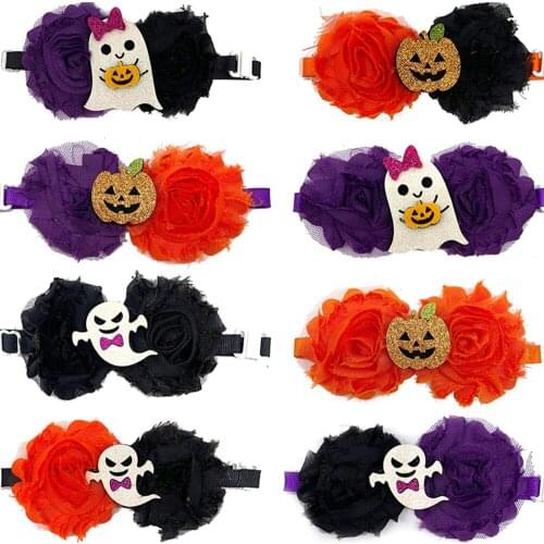 50/100pcs Halloween Pet Flower Bowtie Pet Supplies Pet Dog Puppy Cat Bow Tie Neckties Samll Pet Dogs Bowties for Small Dogs Cat