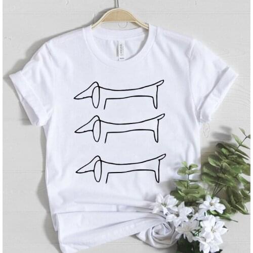 Summer T-shirt 2021 Simple T-shirts Dog Graphic tshirts Top Female White Tees Summer Short Sleeve Women Tee Shirt Plus Size 3XL