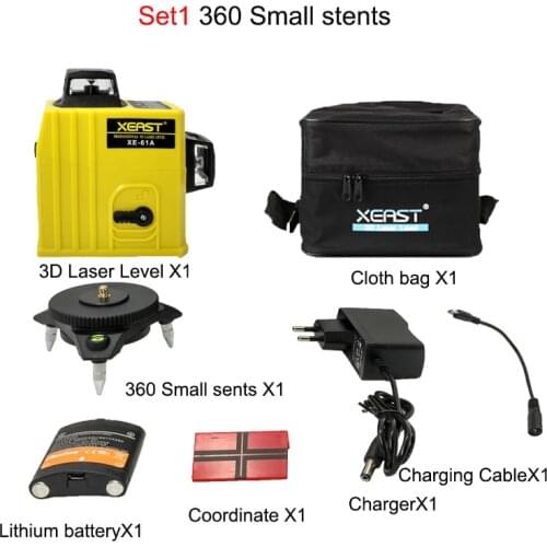 XEAST XE-61A Mini 3D Laser Levels 12 Lines Cross Level with Tilt Function and Self Leveling Outdoor 360 Rotary Red Laser