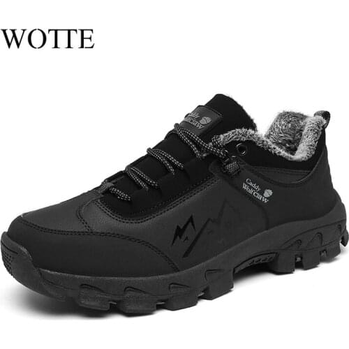 Winter Mens Hiking Shoes Waterproof Non-slip Men Snow Boots Lace-Up Soft Outdoor Sneakers Man Rubber Trekking Trail Footwear