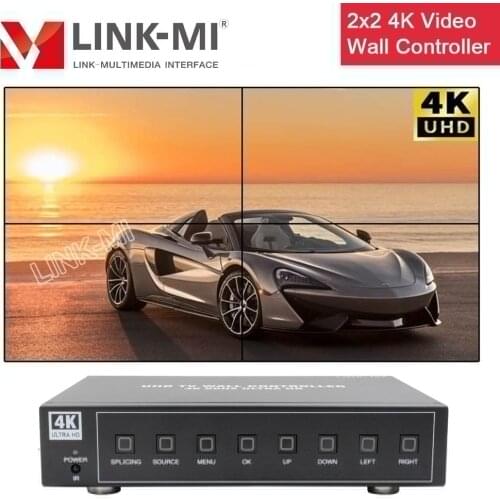 LINK-MI 4K60Hz UHD Video Wall Controller for 4 Displays 2x2 1x4 4x1 HDMI 2.0 DP PIP Mirror Flip Cut 90/180/270 degree rotation