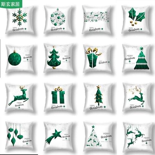 White Green Christmas Pillowcase Snowflake Elk Merry Christmas Decoration for Home Xmas Tree Ornaments Navidad Gifts Noel 2021