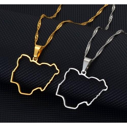 Anniyo Nigeria Contour Map Pendant Necklaces for Women Girls Country Maps African Nigerians Maps Jewelry #051221