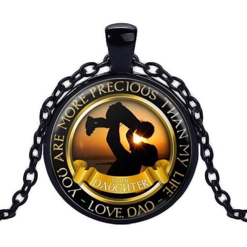 25mm Glass Gem Necklace Fashion Jewelry Mother Son Time Gem Necklaces for Women Family Necklace