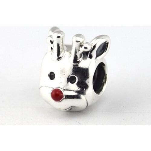 Red-Nosed Reindeer Beads Fits Europe Bracelet 925 Sterling Silver Charms DIY Jewelry Making Women Accessories kralen