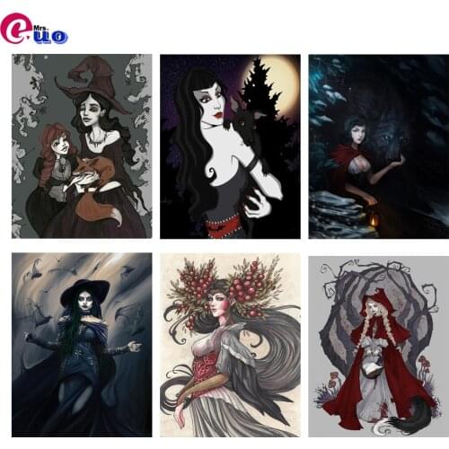 Full Square/Round Japanese Illustration Cartoon Witch Diamond Drawing Diamond Embroidery 5D DIY Mosaic Painting Diamond Setting